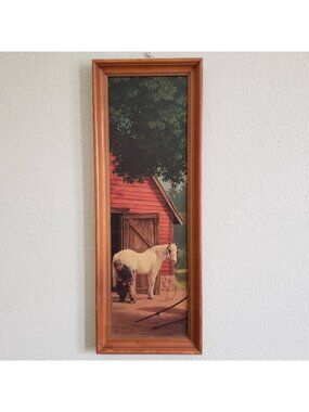 Paul Detlefsen Blacksmith Horse Artwork Farrier Barn Farm Side Panel 26 x 9.5
